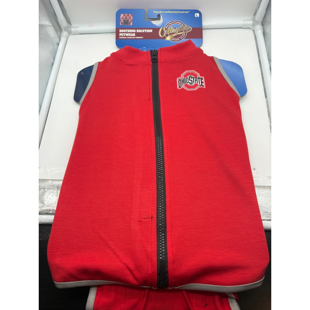 Pets First NCAA Ohio State Buckeyes Dog Anxiety Vest Calming Shirt Red Large L